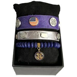 GIFT BOX INCLUDED Rustic Cuff Set of Purples Stacking Logo Bracelets